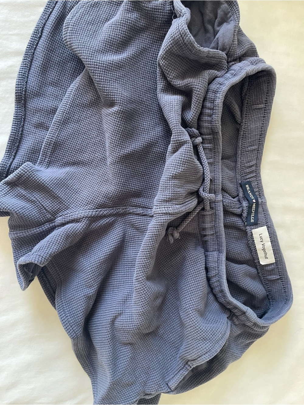 Brandy Melville Waffle Shorts in Dusty Blue-Gray